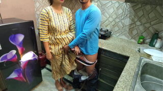 Indian Punjabi horny boy with sexy woman hard ass fucked in kitchen